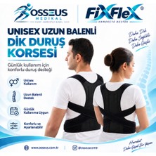 Fixflex Unisex Uzun Balenli Dik Durus Korsesi - Kamburluk Önleyici Sırt Korsesi (Standart)
