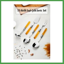 Soi Home 5 Parça Platin Servis Seti & Servis Sunum Seti Amber ( Kepçe / Kevgir / Sıpatula / Çatal / Kaşık ) Soı