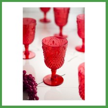 Soi Home Akrilik Kırmızı Tekli Kadeh & Su Meşrubat Kahve Yanı Bardağı 450 ml ( Cam Değildir ) Soı