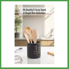 Soi Home Füme Silindir Dik Kaşıklık & Tezgah Üstü Düzenleyici & Servis Standı Soı