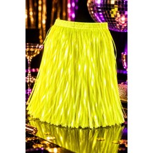 Munico Uv Işığa Duyarlı Neon Sarı Dans Eteği Parlak Püsküllü Disko Gece Kulübü Parti Kıyafeti