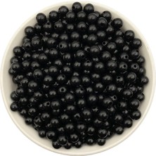 50GR 8mm Siyah Renk Lüks / Lüx Kaplama Plastik Inci, Takı Yapım Boncuğu (50GR,~180 Adet)