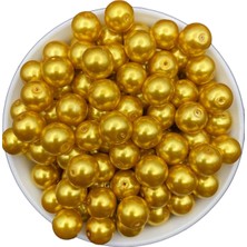 14MM Sarı / Gold Altınsarısı Renk Cam Inci, Takı Yapım Boncuğu (100GR,-30 Adet)