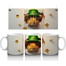 Luluyen St. Patrick Şapkalı Tüylü Hamster Baskılı Kahve Kupası Çok Renkli