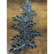 38X20 cm Gümüş Varaklı Arma Dikiş Aplike