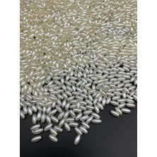 25GR 4X8MM Arpa Model Lüks Kaplama Krem Inci, Takı Yapım Boncuğu (~390 Adet)