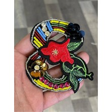 9x8 cm Nakış Taş ve Işleme 8 Rakamı Aplike Arma Dikiş Hobi Aksesuarı