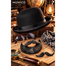 Munico Charlie Chaplin Şapkası Siyah Klasik Melon Model Retro Parti ve Tiyatro Kostümü