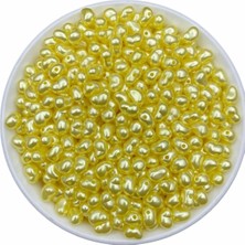 50GR Sarı Renk Formsuz Şekilsiz Plastik Lüks Barok Inci, Yamuk Inci (~250 Adet)