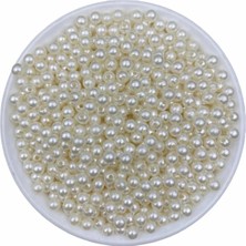 Plastik Inci, 50GR 6mm Krem Plastik Inci, Takı Yapım Boncuğu (50GR,~440 Adet)