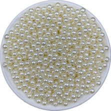 50GR 6mm Krem Renk Lüks / Lüx Kaplama Plastik Inci, Takı Yapım Boncuğu (50GR,~490 Adet)
