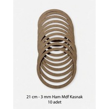 (10 Adet) Ham Mdf Vidasız 21 cm Çapında Kasnak Seti Düş Kapanı ve Örgü Çemberi