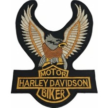 Motorcu Ruhu Dev Nakış Arma – Ceket ve Yelek Için Kartal Figürlü Sırt Yaması (18X13 Cm) Patch