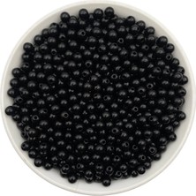 50GR 6mm Siyah Renk Lüks / Lüx Kaplama Plastik Inci, Takı Yapım Boncuğu (50GR,~480 Adet)