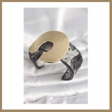 Bezos Siyah Mermer Desen Akrilik Plastik Gold Nal Model Plaka Vintage Kadın Bilezik 22