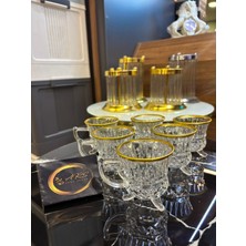 Ars Collection Loretta Kulplu Yaldızlı Gold Detaylı Ayaklı Kahve Bardağı, Çay Fincanı, Hediyelik, Sunumluk ,modern