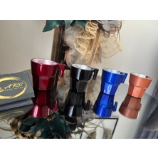 Ars Collection Paşabahçe Espresso 4'lü Kahve Bardağı Fincan Takımı Renkli Cam Özel Tasarım Kulplu Bardak Sunumluk