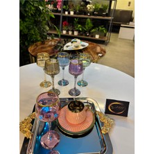 Ars Collection Lav Lal Renkli Yaldızlı 6'lı Kahve Yanı Bardağı Takımı, Su-Içecek-Soda Bardağı, Sunumluk Şık, Modern