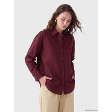 LC Waikiki Lcw Modest Bordo Poplin Kadın Gömlek Tunik