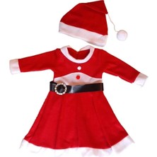 Kız Çocuk Pileli Noel Elbise Noel Baba Kıyafeti Kostümü