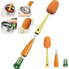 Happy Trend 3'lü Biberon Temizleme Fırçası Seti Termos Kettle Sürahi Kavanoz Matara Süngeri Biberon Temizleyici