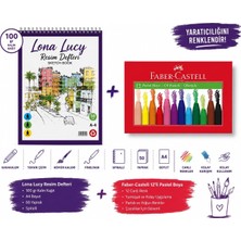Happy Trend Lucy A4 Spiralli Resim Defteri 50 Yaprak + 12'li Faber-Castell Pastel Boya