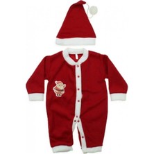 Unisex Bebe Kırmızı Noel Kostüm Tulum