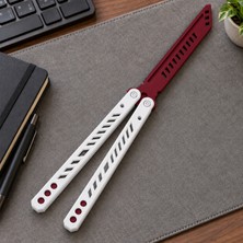 Nakshi 3D Baskı Kelebek Trainer Oyuncak Bıçak – Katlanabilir Beceri ve Stres Oyuncağı, Osmanlı Motifli Desen (Kırmızı - Siyah)