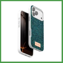Soi Home Onegif iPhone 17 Pro Uyumlu Bright Simli Kapak - Koyu Yeşil Soı