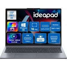Lenovo Ideapad Slim 3 Intel Core 5 320 32GB Ram Ddr5 1tb SSD IPS Panel 16" Wuxga (1920X1200) 400NITS Intel Graphics Windows 11 Pro Taşınabilir Bilgisayar 83RS003QTR09 & Cimete
