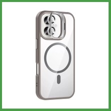 Soi Home Joko iPhone 16 Plus Uyumlu Remim Lensli Magsafe Standlı Kapak - Titan Gri Soı