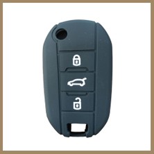 Bezos Peugeot 301 308 Katlanır Anahtar Uyumlu Silikon Oto Anahtar Kumanda Kabı Kılıf Siyah 22