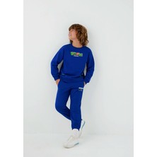Mavi Minecraft Baskılı Kapüşonsuz Sweatshirt 6S10191-70896