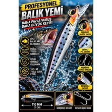 Premium 11 cm (110 Mm) Profesyonel Su Üstü At-Çek Yemi – Gümüş Siyah Benekli, Turuncu Başlı, Gerçekçi 3D Gözlü, Keskin Üçlü Iğneli