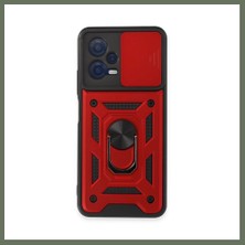 Bezos Redmi Note 12 5g Uyumlu Kılıf Pars Lens Yüzüklü Silikon - Kırmızı Bezos1