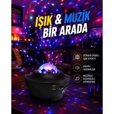 Herşey Trend Sesle Etkileşimli Yıldız Projektörlü Gece Lambası – Bluetooth Hoparlörlü, USB Girişli, Dönen Okyanus