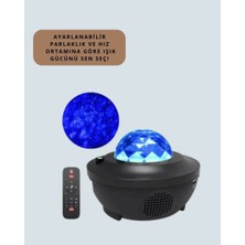 Herşey Trend Sesle Etkileşimli Yıldız Projektörlü Gece Lambası – Bluetooth Hoparlörlü, USB Girişli, Dönen Okyanus