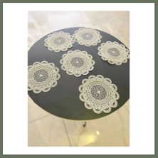 Bezos 6 Lı Dantel Kahve Sunumluğu 15X15 cm Asorti Desenli Çeyizlik Sunumluk Bezos1
