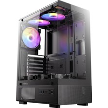 VCX300 Argb, 750W 80+ Bronze Psu Dahil, 5X120MM Argb Fan, 270° Panoramik Temperli Cam, Atx Mid-Towe