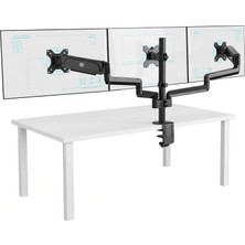 STD48036E 17-27 Üçlü Ergonomik Monitör Kolu, 3 Ekranlı Amortisörlü Stand, 360 Pivot Vesa Tutu