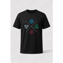 Zoka Wear Avatar The Last Airbender Four Elements Four Elements Symbols Baskılı Tişört