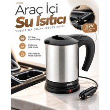 Herşey Trend Araçta Sıcak Su Hazırlamak Için 12V Çakmak Girişli Paslanmaz Çelik Su Isıtıcı Kettle