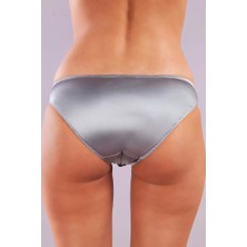 Lume Kadın Golshan Giselle Mini Slip, Güpürlü Saten Gri Külot