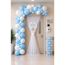 Mavinin Rüyası - Hastane Odası Süsleme Seti 50 Balonlu Baby Kutulu Tüllü Yeni Doğan Bebek Karşılama Baby Shower