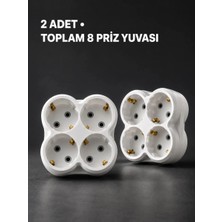 Herşey Trend Duvar Tipi 4 Çıkışlı Priz Çoğaltıcı Kablosuz Kompakt Tasarım 2 Adet