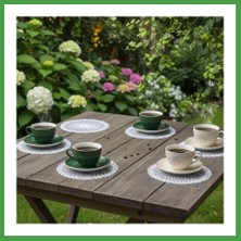 Soi Home 6 Lı Dantel Kahve Sunumluğu 15X15 cm Asorti Desenli Bardak Altlığı Türk Kahvesi Fincan Sunum Seti Soı