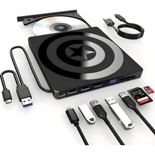 Tr Harici CD DVD Okuyucu Yazıcı USB 3.0 Type-C Hub Sd Tf Kart Okuyucu 4 USB Portlu Ince Taşınab