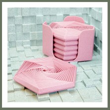 Bezos 3D Baskı Super Fidget Coaster Seti - Altıgen Desenli Bardak Altlığı ve Tutucu-Pembe Bezos1