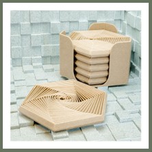 Bezos 3D Baskı Super Fidget Coaster Seti - Altıgen Desenli Bardak Altlığı ve Tutucu-Bej Bezos1