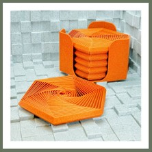 Bezos 3D Baskı Super Fidget Coaster Seti - Altıgen Desenli Bardak Altlığı ve Tutucu-Turuncu Bezos1
